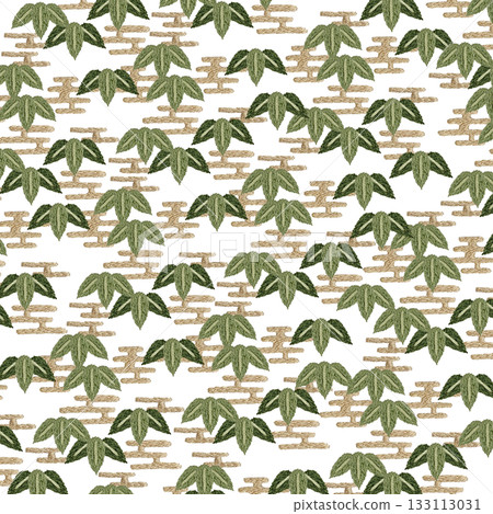 【竹葉雲朵背景】手工刺繡插畫素材 【竹葉雲朵背景】手工刺繡插畫素材 133113031