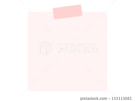 Pale pink handwritten sticky notes attached with masking tape Pale pink handwritten sticky notes attached with masking tape 133113081