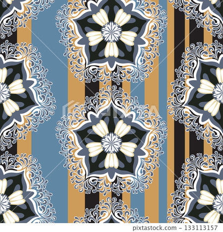 set of abstract floral seamless pattern 133113157
