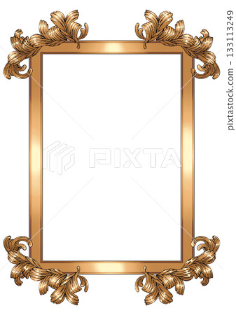 精美的金色畫框，飾以巴洛克和洛可可風格的茛莧葉紋飾。 133113249