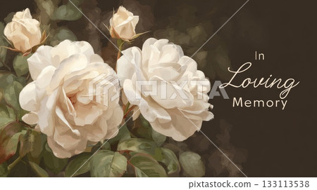 condolence card with roses in loving memory illustration 133113538