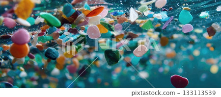 microplastics in the water environmental pollution concept 133113539