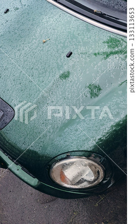 Vintage Green Car After Rain Vintage Green Car After Rain 133113653