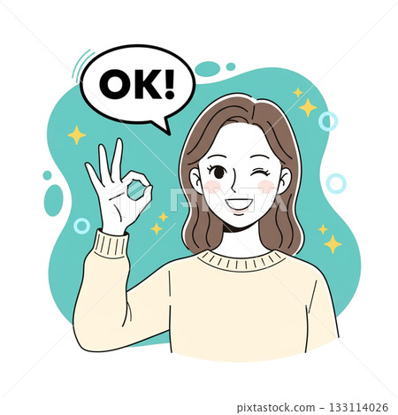 A woman giving an okay sign 133114026