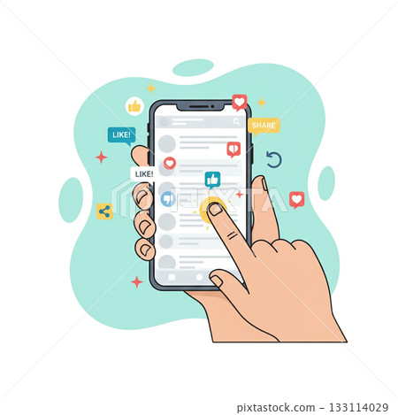 Illustration of a smartphone with various screens displayed 133114029