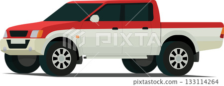 Twin cabin pickup truck angled front side view 133114264