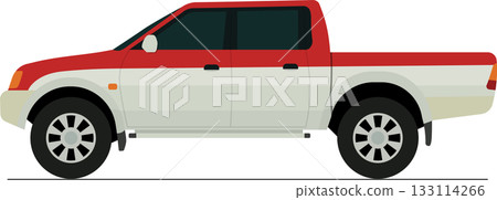 Twin cabin pickup truck flat side view 133114266