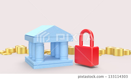The Bank and Red Key for Business concept 3d Rendering. 133114303