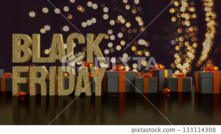 The Luxury Black Gift Boxes with Orange Ribbon 3d rendering. The Luxury Black Gift Boxes with Orange Ribbon 3d rendering. 133114308