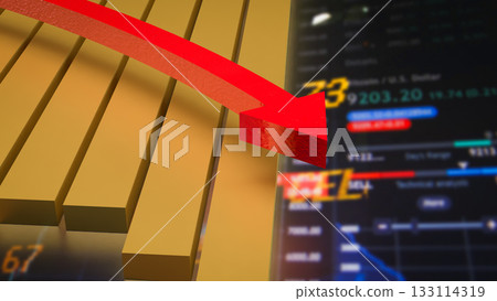 The Chart and arrow for Business concept 3d Rendering. The Chart and arrow for Business concept 3d Rendering. 133114319