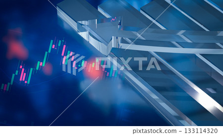 The Chart and arrow for Business concept 3d Rendering. 133114320