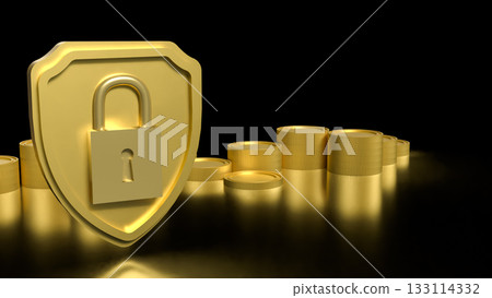 The Coins and Shield for Business or security concept 3d Rendering. 133114332
