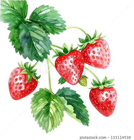 草莓水彩插圖 133114530