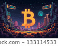 復古風格的比特幣符號 133114533