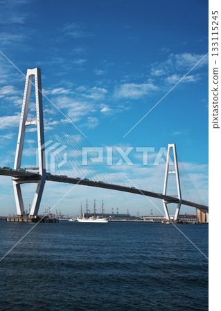 Nippon Maru passing under the Meiko Central Bridge on the Meiko Triton Nippon Maru passing under the Meiko Central Bridge on the Meiko Triton 133115245