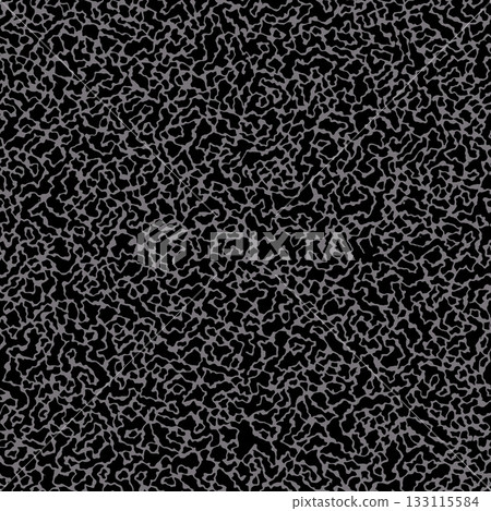 Seamless monochrome pattern with irregular gray squiggle linework on black, modern minimal decorative abstract texture 133115584