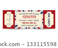 Circus ticket. Ticket design template. Tickets for events, circus, show. Vector illustration 133115598