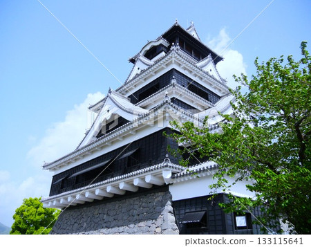 The damaged Kumamoto Castle keep 133115641