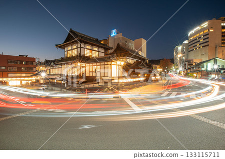 Dogo Onsen townscape at dusk 133115711