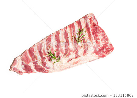 Raw pork ribs isolated on white background 133115902