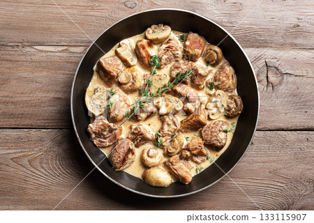 Creamy Chicken Meat and Mushroom Stroganoff 133115907