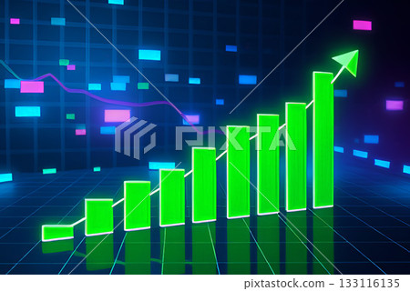 bright green chart with an upward trend with...-插圖素材 [133116135] - PIXTA圖庫