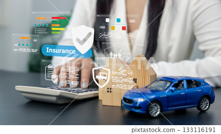 Digital insurance service with property and car protection concept 133116191