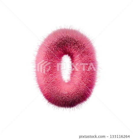 Pink fur Font Number 0 ZERO 3D 133116264