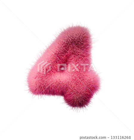 Pink fur Font Number 4 FOUR 3D Pink fur Font Number 4 FOUR 3D 133116268