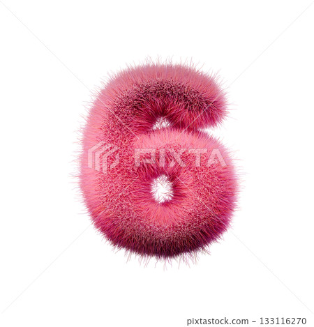 Pink fur Font Number 6 SIX 3D Pink fur Font Number 6 SIX 3D 133116270