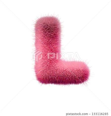 Pink fur Font Letter L 3D 133116285