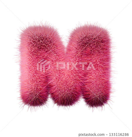 Pink fur Font Letter M 3D 133116286
