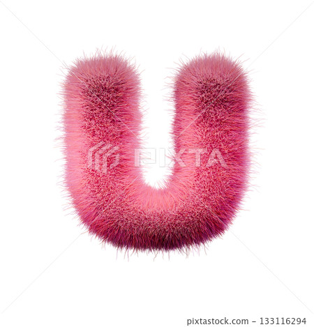 Pink fur Font Letter U 3D Pink fur Font Letter U 3D 133116294