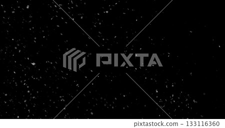 Falling snowflakes isolated on black background. Winter snow overlay texture for VFX, compositing, motion graphics and atmospheric effects 133116360