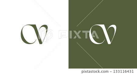 Elegant and luxurious CV letter initial logo design 133116431