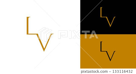 Elegant and luxurious LV letter initial logo design 133116432