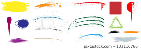 Colorful brush strokes and patterns on a white background for art and design projects 133116766