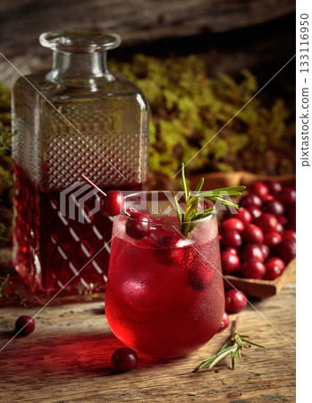 Cranberry cocktail in a frozen glass. 133116950