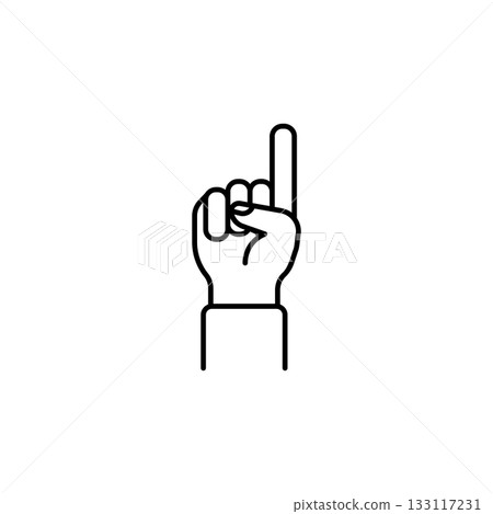 Raised first hand gesture vector icon. Hand gesture icon line style. perfect use for logo, presentation, website, and more. modern icon design outline style 133117231