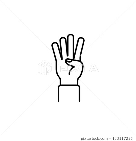 Four finger vector icon. Hand gesture icon line style. perfect use for logo, presentation, website, and more. modern icon design outline style Four finger vector icon. Hand gesture icon line style. perfect use for logo, presentation, website, and more. modern icon design outline style 133117255