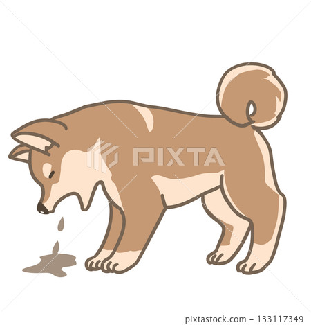 A simple illustration of a Shiba Inu vomiting A simple illustration of a Shiba Inu vomiting 133117349