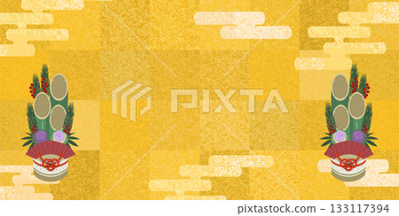 門松和金瓦背景材料 133117394