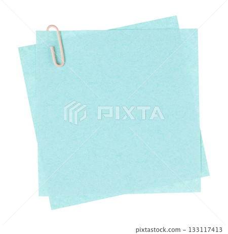 Turquoise pastel note papers clipped with a paperclip, isolated on transparent background. Stationery mockup for office, school, or creative design projects Turquoise pastel note papers clipped with a paperclip, isolated on transparent background. Stationery mockup for office, school, or creative design projects 133117413