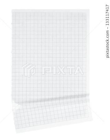 Crumpled squared notebook sheet isolated on transparent background. Wrinkled paper texture, perfect for design, mockups, and creative projects Crumpled squared notebook sheet isolated on transparent background. Wrinkled paper texture, perfect for design, mockups, and creative projects 133117417