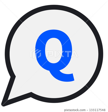 簡單的圓形對話框 Q（白色，對話框內部有顏色） 133117548
