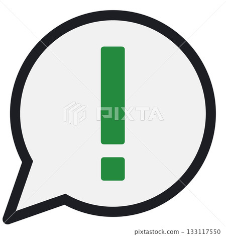 Simple round speech bubble with exclamation mark (white and colored inside) 133117550