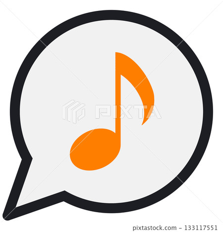 Simple round speech bubble with musical notes (white and colored speech bubbles) Simple round speech bubble with musical notes (white and colored speech bubbles) 133117551