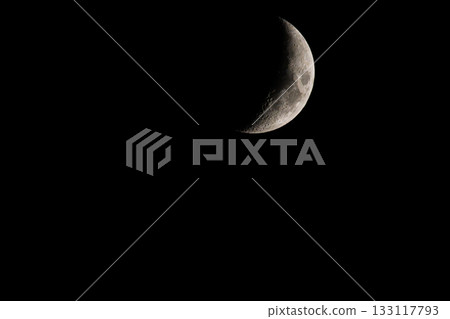 Crescent moon floating in the night sky Crescent moon floating in the night sky 133117793