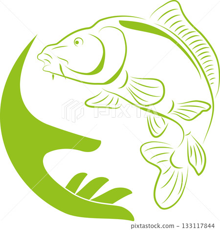 Carp, fish, logo, fishing sport, fisherman logo, background 133117844