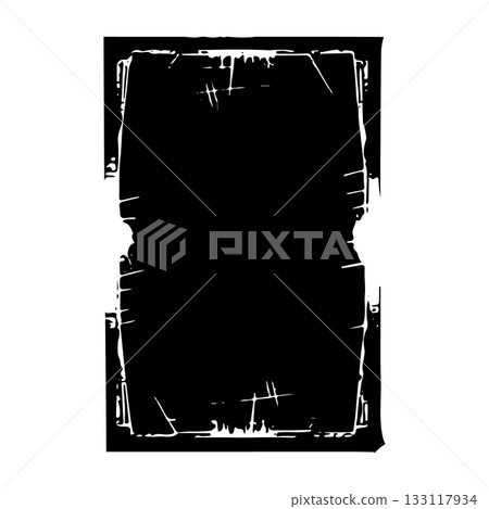 Vintage black and white frame with distressed edges for artistic display and presentation 133117934